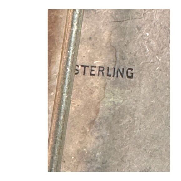 Vintage Persian Miniature Tile Hand Painted Sterling Silver Brooch Scroll Design - Picture 4 of 5